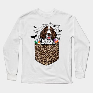 Leopard Dog Lover Gift English Springer Spaniel Halloween Long Sleeve T-Shirt